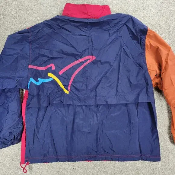 VTG Reebok Greg Norman Golf Windbreaker Mens XL Colorblock Vented Graphic Shark
